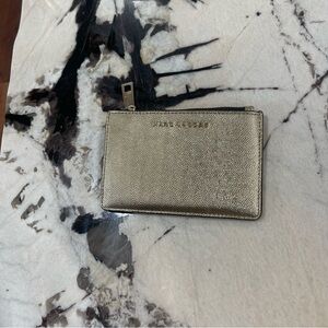 Marc Jacobs The Groove Top Zip Metallic Gold Card Holder with Key Hook
